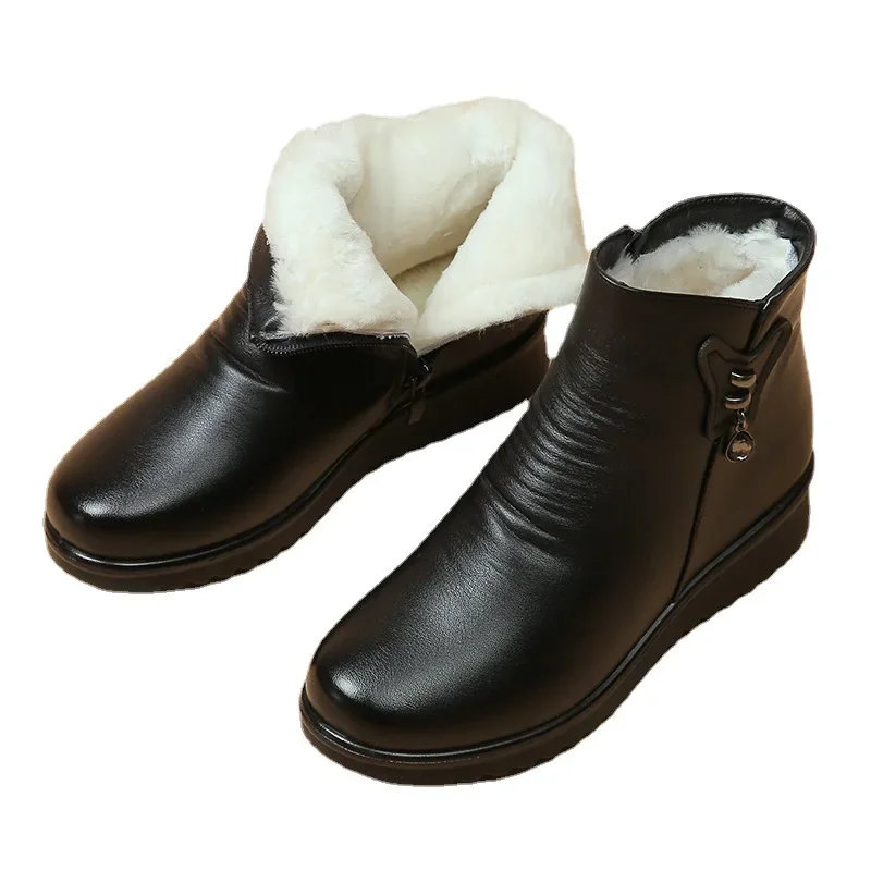 Botas de invierno Para Mujer, Zapatos cálidos de algodón, suelas blandas, botas de nieve Para Mujer, botas desnudas de felpa, Zapatos cómodos Para mujeres