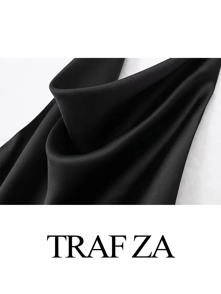 TRAFZA donna moda raso Halterneck Top solido elegante donna Slim canotte con spalle scoperte Sexy Lady Chic Top estate