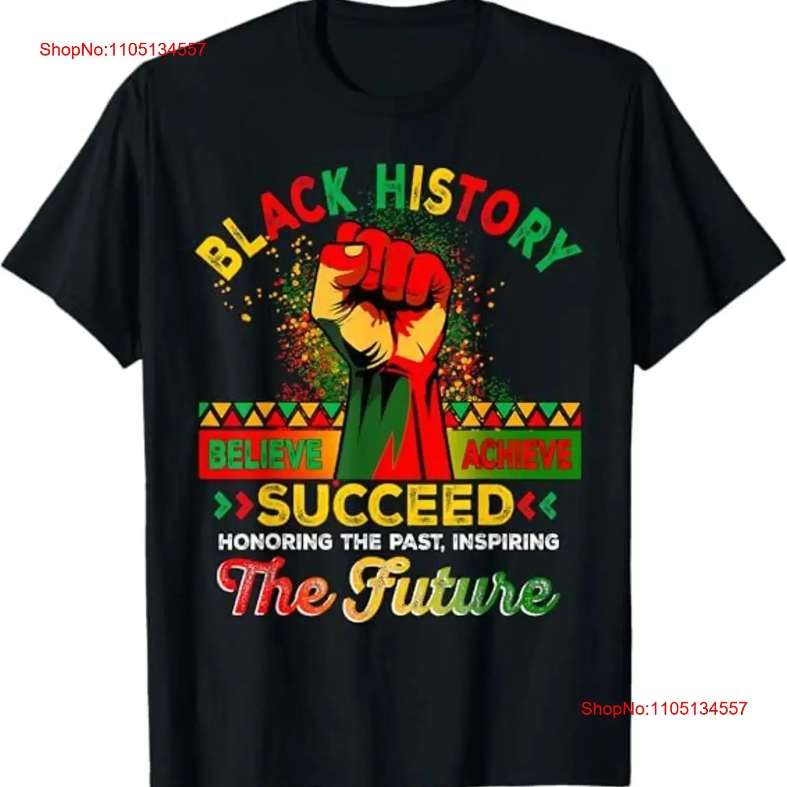 Nueva camiseta Believe Achieve Succeed African Freedom Black History Month S 3XL vintage lavada ropa de diseñador cómoda