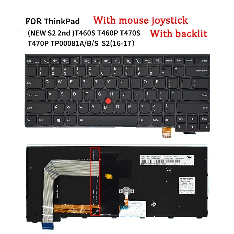 New laptop keyboard compatible for Lenovo ThinkPad 13 t460p t470p S2 (16-17)