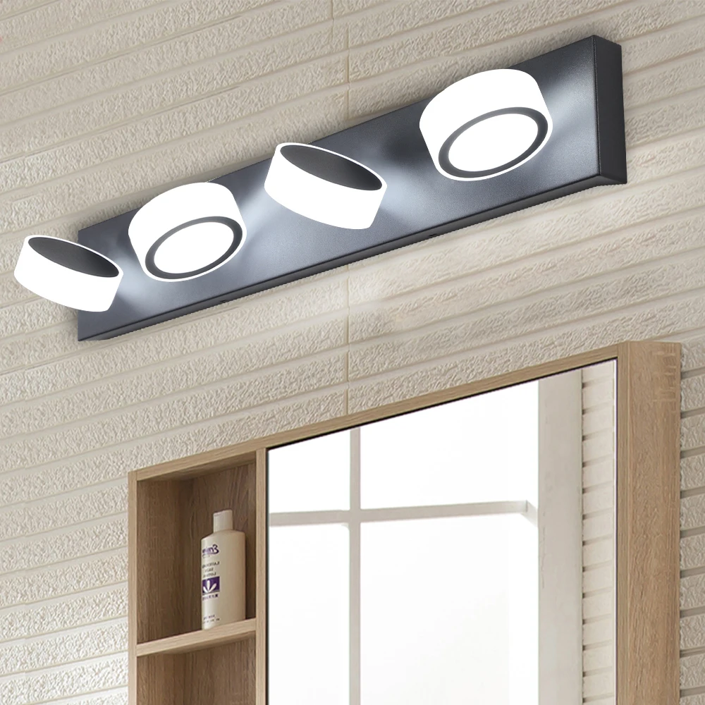 Modern LED Bathroom Vanity Light - 4/5/6/7 Lights Wall Sconce with Black Finish- Dimmable LED Over Mirror Lighting Fixture