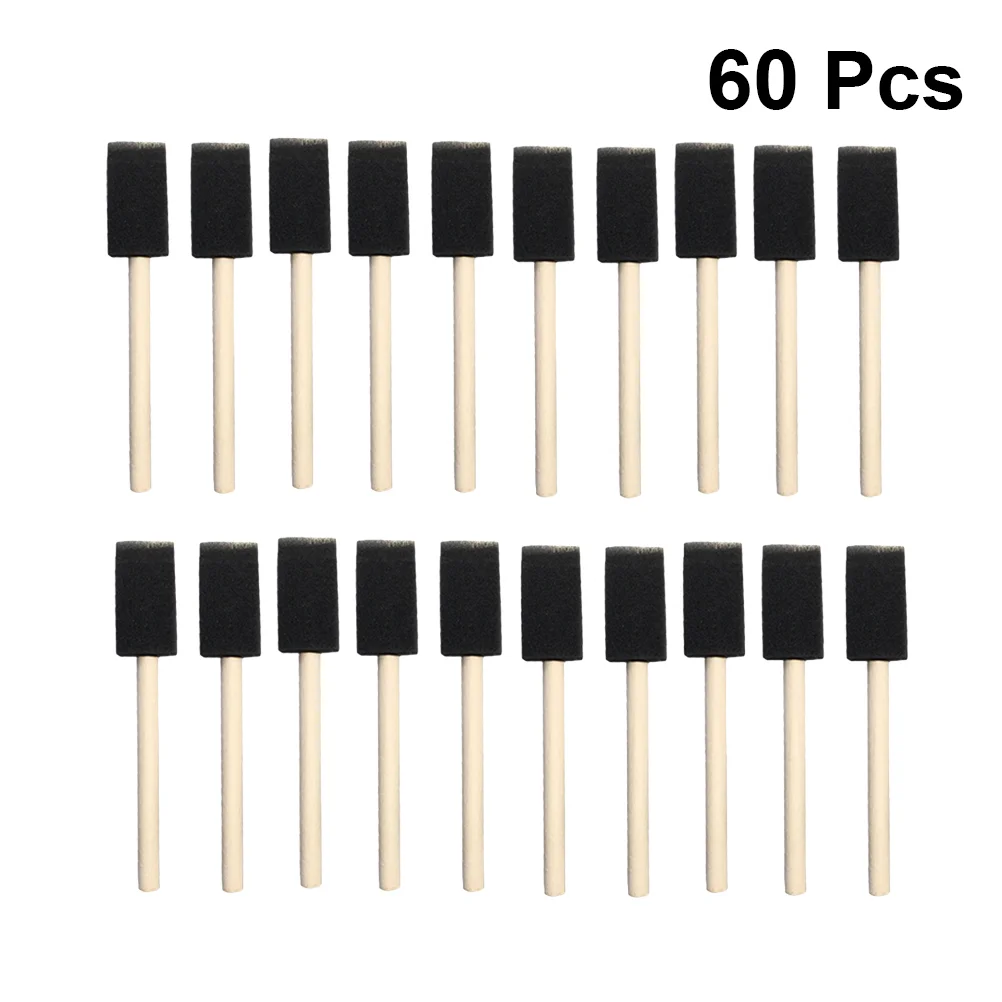 Escova de madeira para crianças, 60 pcs, ferramentas de pintura, acrílico, bambu, criança