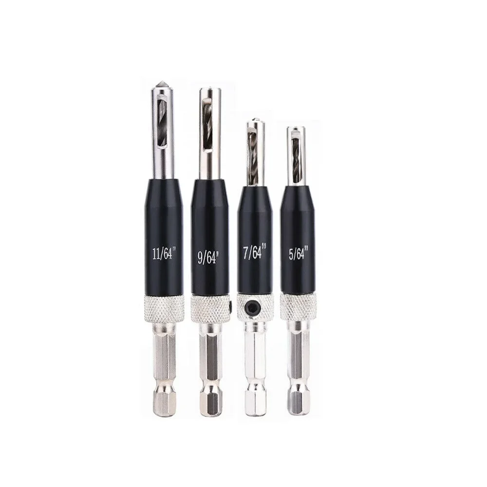 Set Of High Speed Steel Self Centering Lock Hinge Drill Bit Set Hardware Drawer Pilot Hole Guides HSS Tool Parts