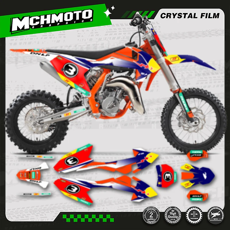 

MCHMFG Custom Team мотоциклетная графика фоновая наклейка комплект наклеек для KTM 2016-2023 SX65 SX 65, номер имени на заказ