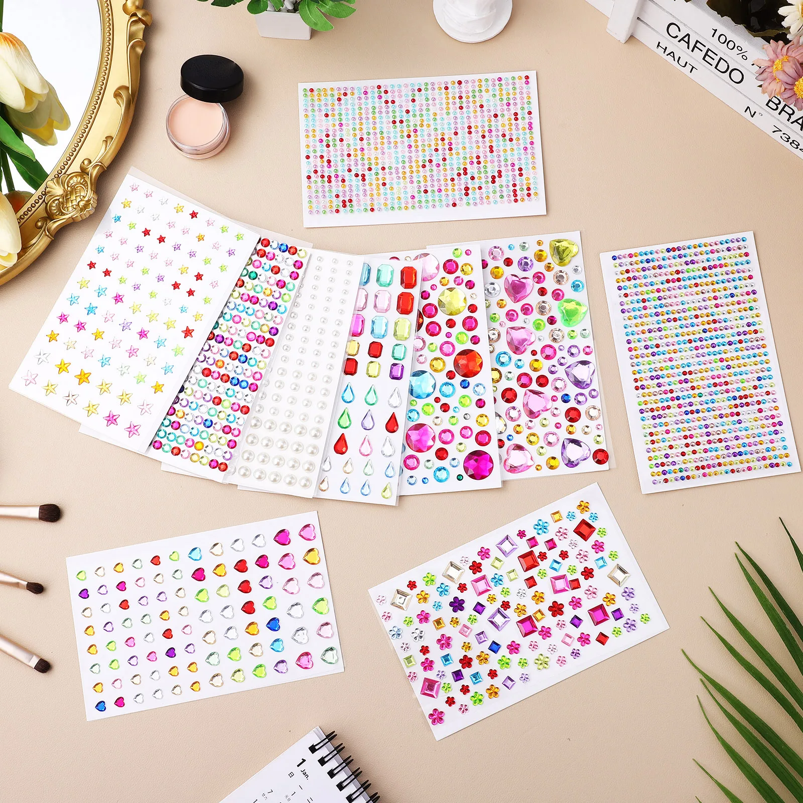 

10 Sheets Rhinestone Jewelry Stickers Crafts for s Diamonds Crystal The Circle Shiny Rhinestones Cloth Child Self Adhesive