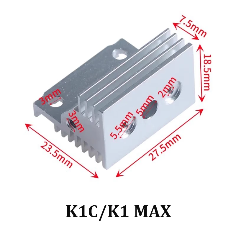 Aluminiowy radiator do ekstrudera Creality K1/K1Max, metalowy radiator do Creality K1Max/K1C, części do drukarek 3D — zdjęcie produktu 3