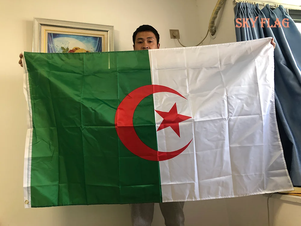 BANDERA DE SKY Bandera de ALG Argelia de alta calidad, 90x150cm, bandera colgante de poliéster de Argelia, bandera nacional, desfile de actividades de oficina