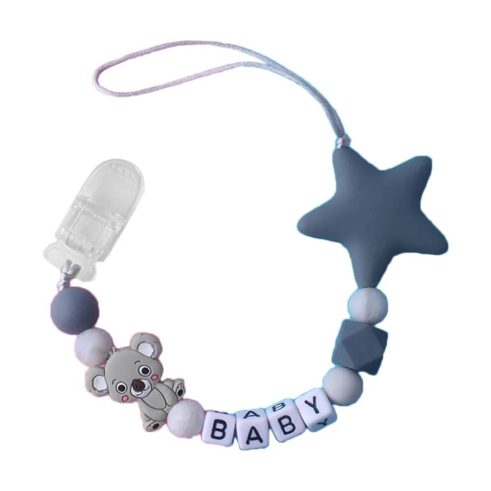 

Personalized Name Baby Pacifier Clips Koala Silicone Soother Chain Dummy Holder Bebes Accessories Shower Gift