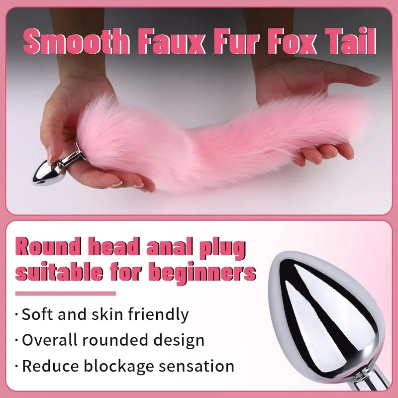 Anal Plug Fox Tail for SM Adult Game or Role Play Anal Plug Couple Sex Training Rabbit Long Tail Butt Plug Couple Anal Toy