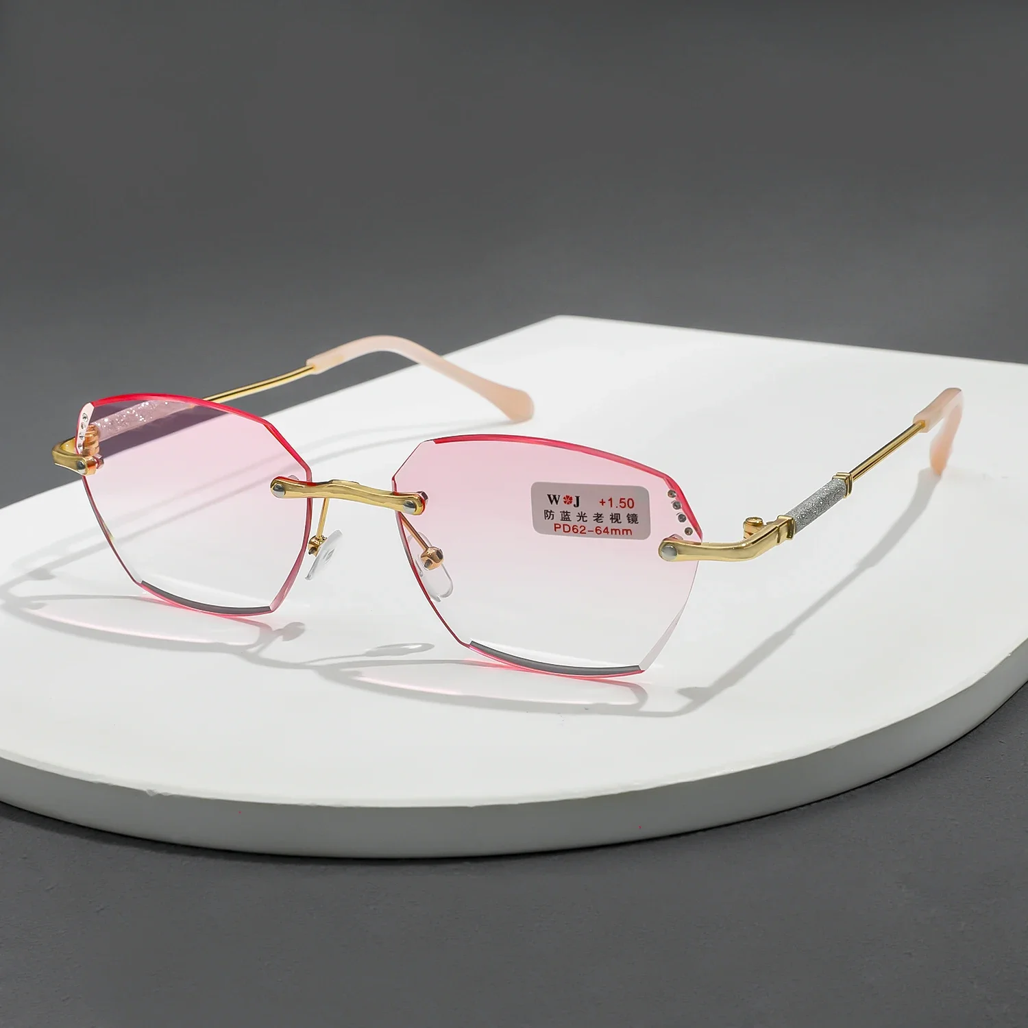 Blocking Pink Unisex Lenses Fashion Women's Reading Glasses Rimless Design Presbyopic Glasses For Women Harmful Light