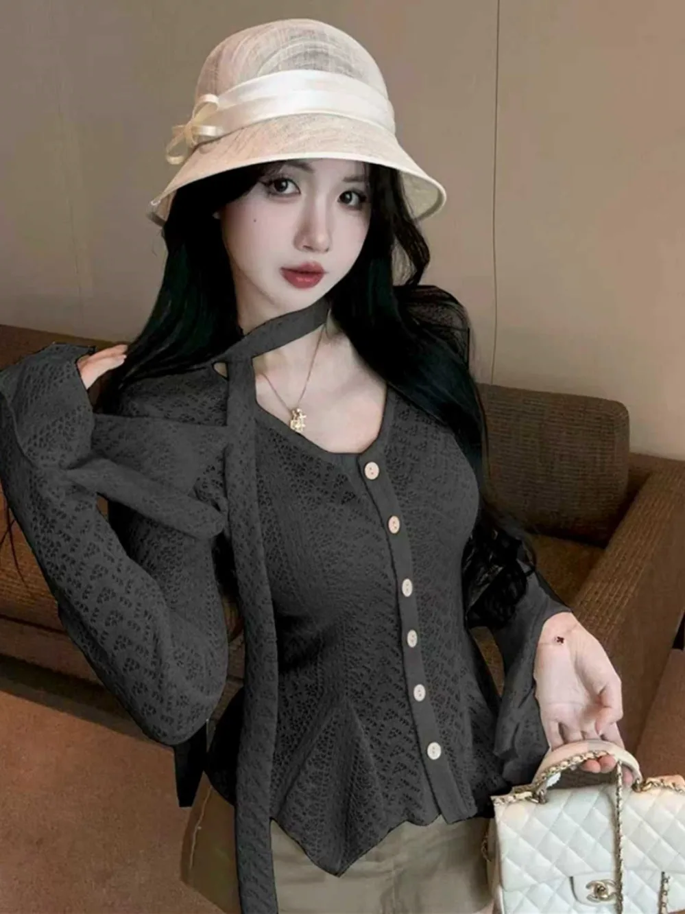 أوائل الخريف V-Ne لصق Sa غير النظامية الجوف محبوك قاعدة irt المرأة الداخلية رغبة نقية الحلو حار فتاة أعلى