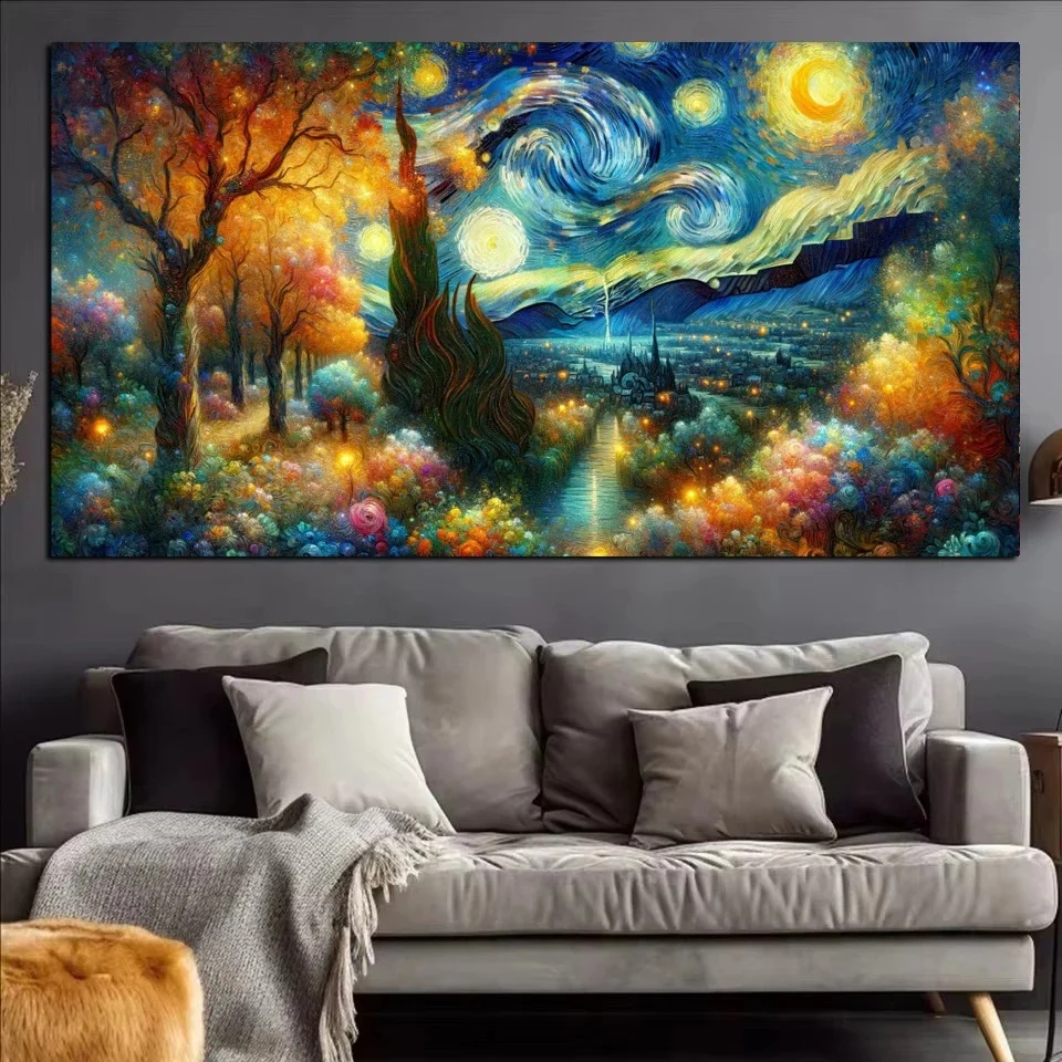 DIY Cherry Blossoms Landscape Diamond Painting Van Gogh Art Sunrise Diamond Embroidery Full Square Round Drill Cross Stitch