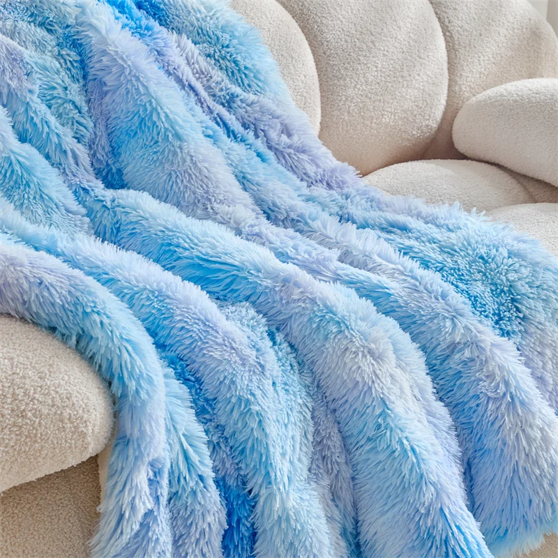 Fluffy Fuzzy Faux Fur Throw Blanket for Couch Sofa Bedroom Blanket for Bed Lightweight Thermal Blanket Warm Blankets for Winter