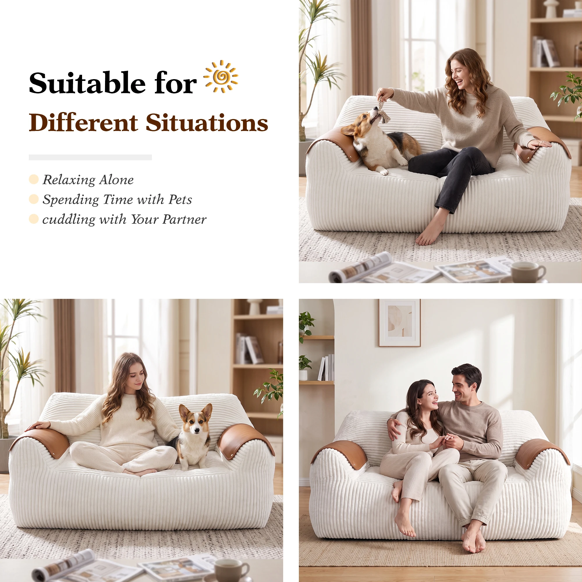 Oversized Double Bean Bag Sofa 7