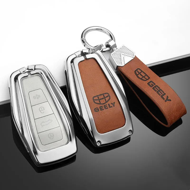 

Car Accessories Leather Zinc Alloy Remote Key Case Full Cover For Geely Emgrand X7 EX7 Coolray Atlas Boyue NL3 SUV GT GC9 Borui