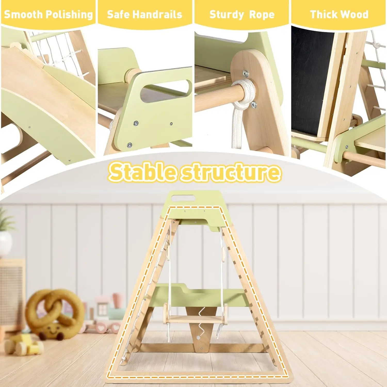 Gym dans la jungle d'intérieur 12 en 1 pour tout-petits, aire de jeux intérieure de jouets d'escalade pour tout-petits, activité intérieure avec balançoire, filet d'escalade, Detacha