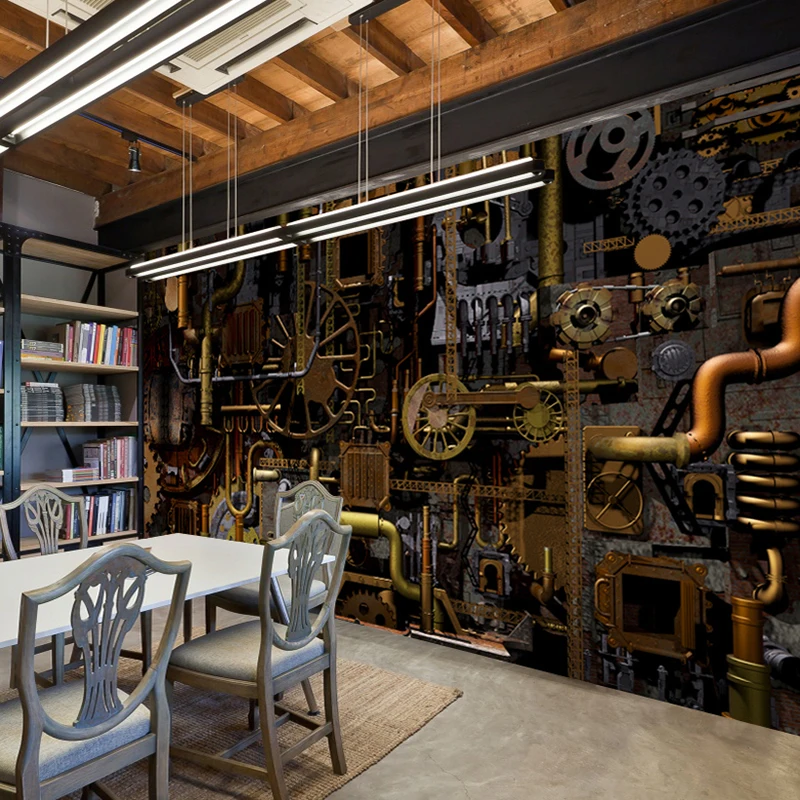 Custom Wall Mural 3D Retro Industrial Wind Coffee Shop Bar Restaurant Backdrop Wall Painting Bedroom Living Room Wallpaper Mural