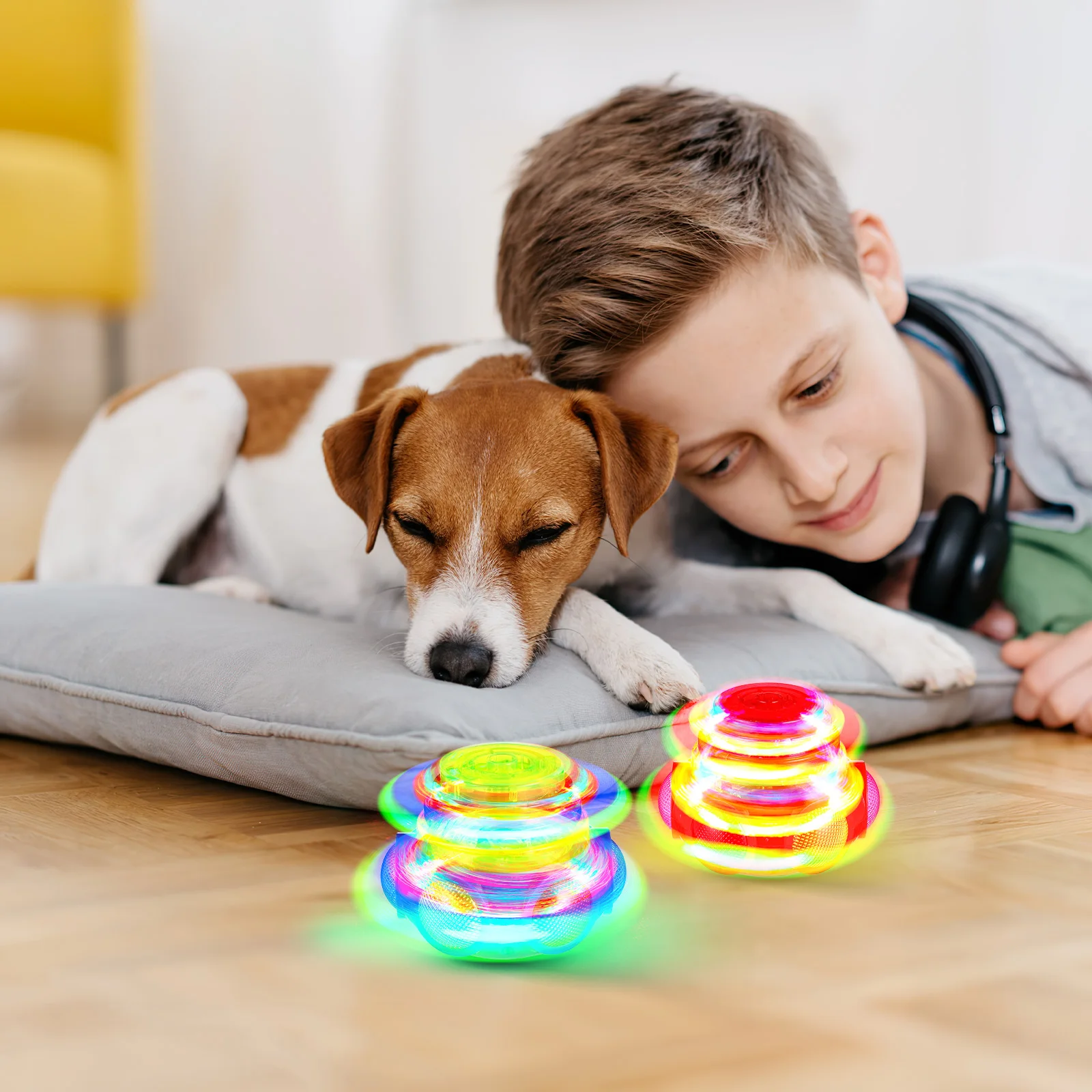 

4 Pcs Gyro Party Favors for Kids Sensory Toys Small Led Spinning Children Electric Rotate
