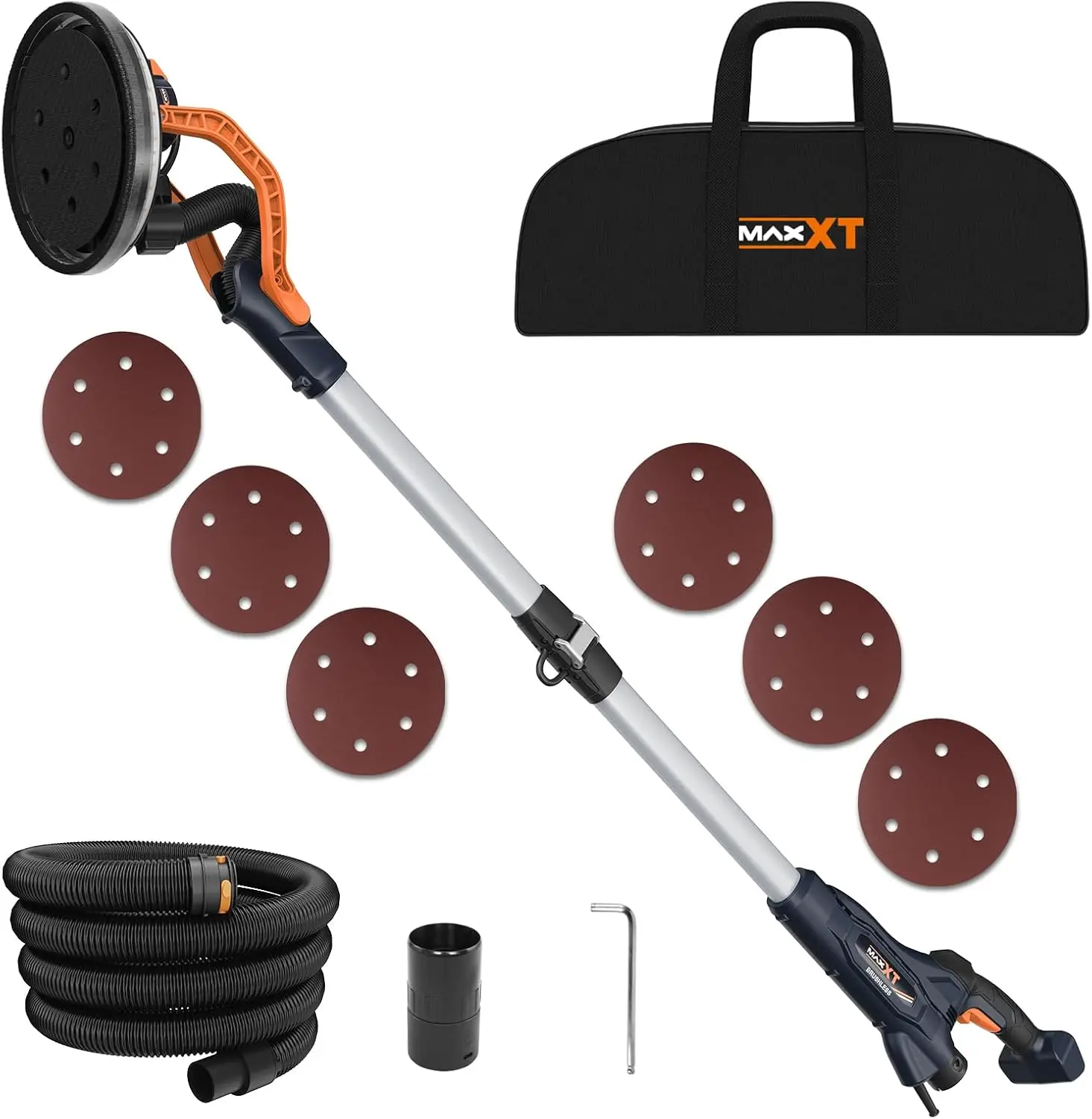 

Brushless Orbital Drywall Sander, 550W Powerful Constant Speed Electric Drywall Sander, 6 Variable Speed 600-1200 RPM Foldable S