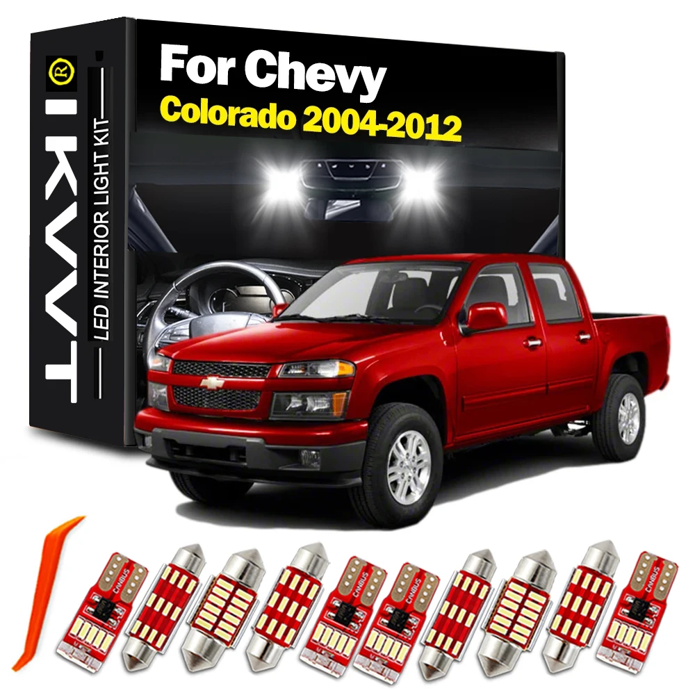IKVVT 7Pcs Canbus For Chevrolet Chevy Colorado 2004-2009 2010 2011 2012 Vehicle Bulbs LED Interior Map Dome Light Kit No Error
