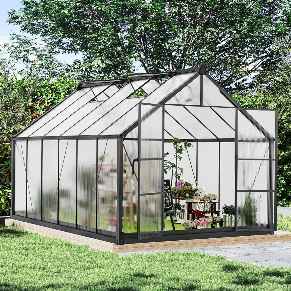 

Aluminum Polycarbonate Greenhouse with Ventilation and Rain Gutter, Polycarbonate Greenhouse, Walk in Greenhouse for Outdoor