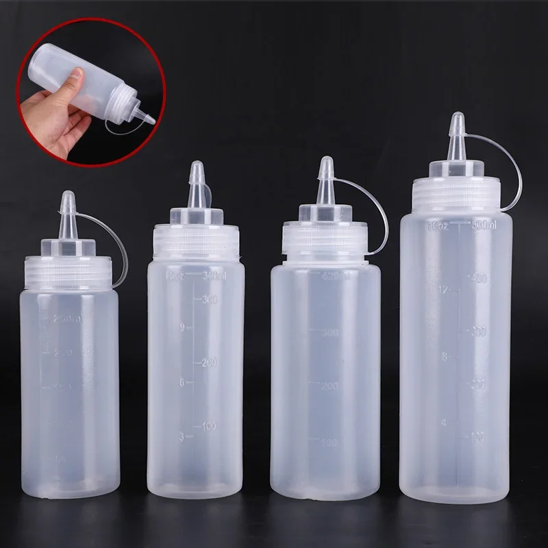 1 PCS Squeeze bottle Condiment Bottles With Cap Lid Salad Sauce Dispenser Bottles Olive Oil Gravy Boats Ketchup Cruet Storage