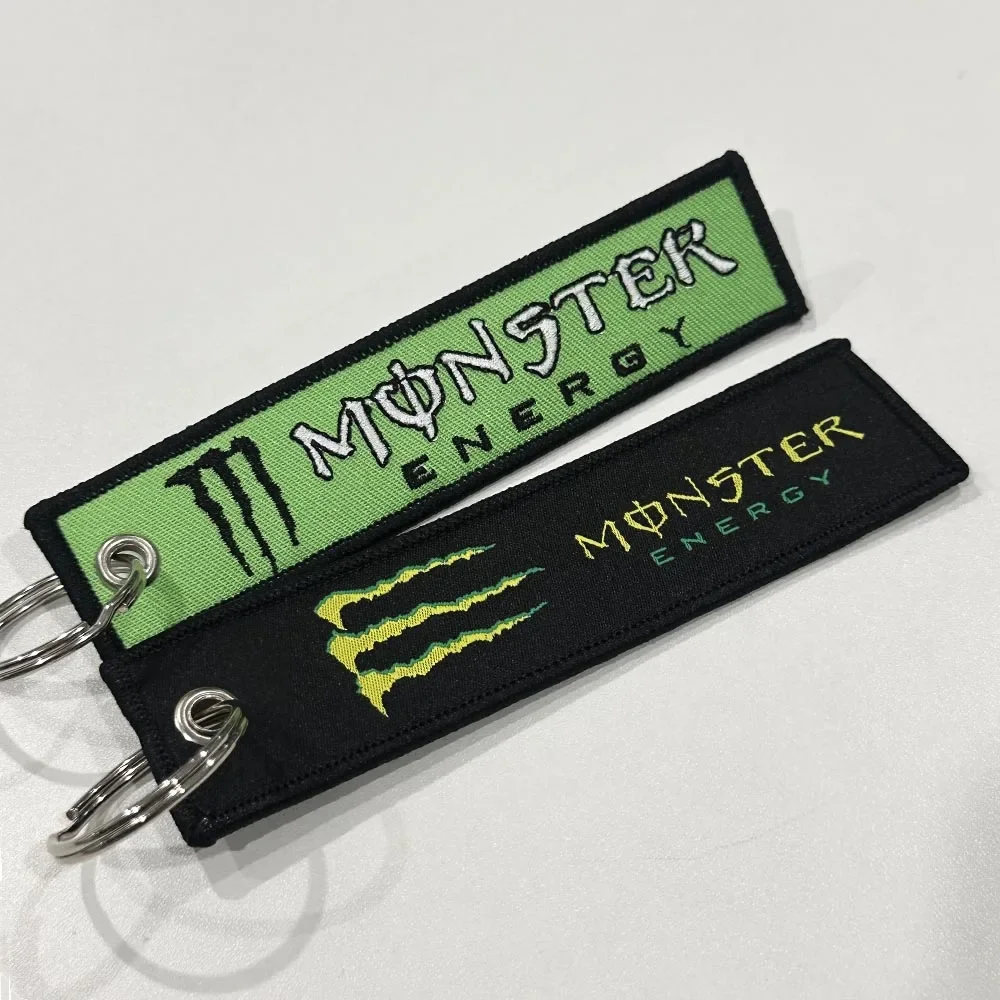 Monster Energy Keychain Modified Motorcycle Double-sided Embroidery Motorcycle Keychain Pendant Decoration