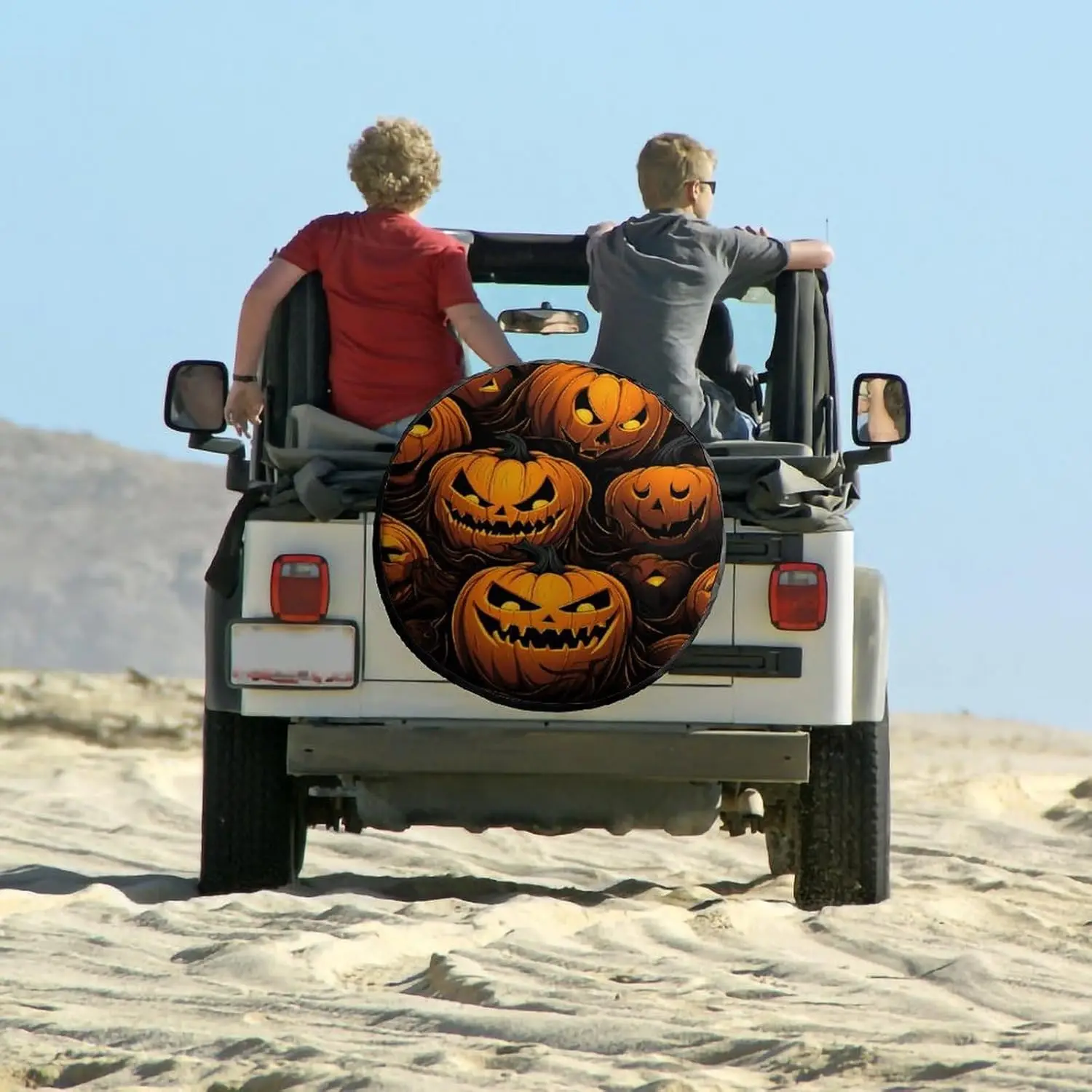 

Halloween Scary Pumpkin Spare Tire Cover Vintage Halloween Wheel Protectors Tire Covers Weatherproof Wheel Covers Universal