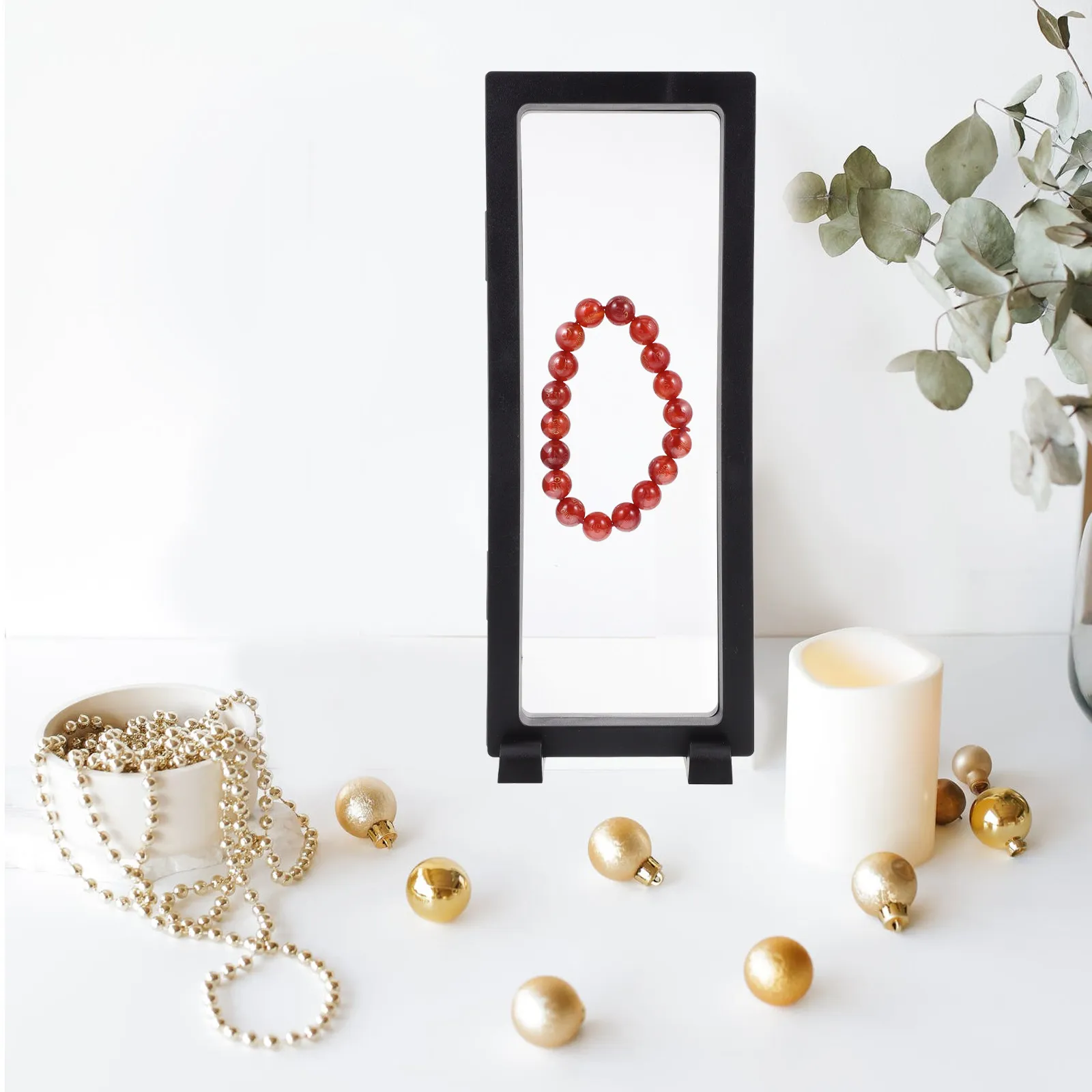 

5Sets Desktop Jewelry Display Case Floating Transparent Ring Stand Sturdy Bottom Support Oxidation Resistant ABS Pe Material
