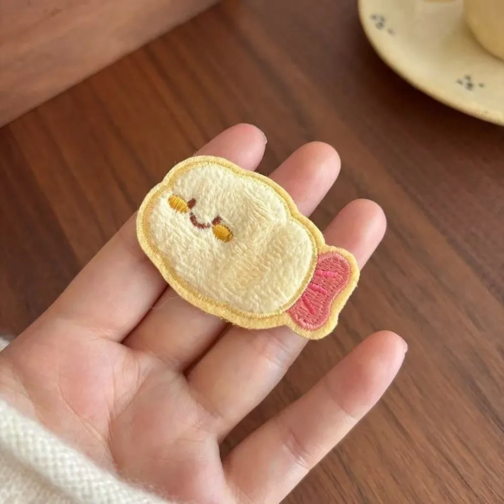 Soft Velvet Fringe Hair Fixing Stickers Cute Food Pattern Fish Cake Bangs Hair Stickers Easy Application Shrimp