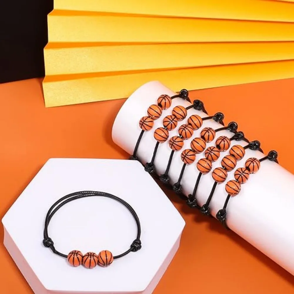 10pcs Sports Party Gift Bracelets - Adjustable Beaded Ones (Football/Basketball/Baseball/Volleyball) & Inspirational Wristbands view 3