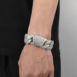 Hiphop Jewelry Big Heavy 24mm 4 Rows Rectangle CZ Cuban Link Chain Miami Full Iced Out Cuban Link Necklace 7-24