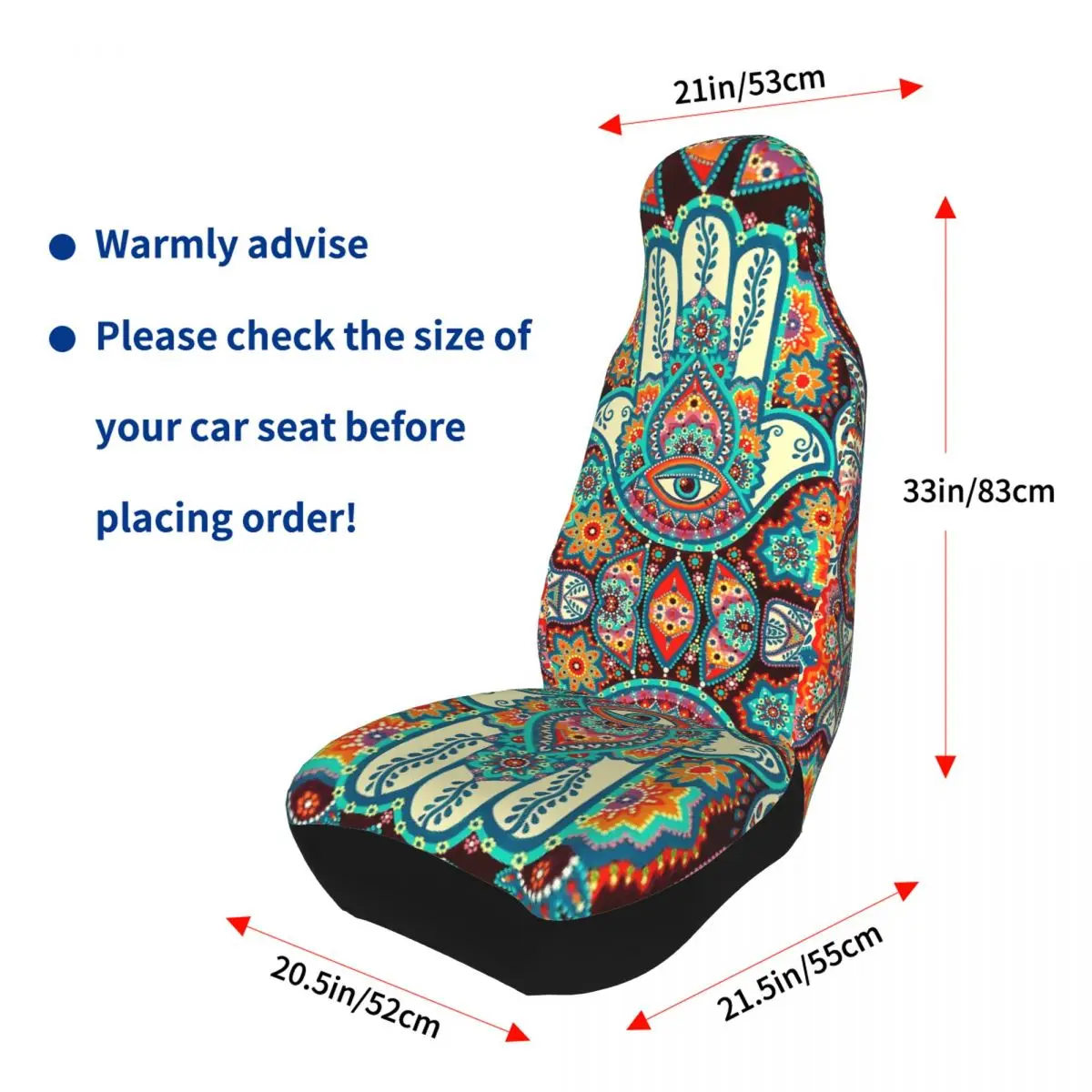 Hamsa ręcznie czeski uniwersalny pokrowiec na siedzenia samochodu wodoodporny kobiety hipisowska Mandala Paisley Boho mata na siedzenie samochodowe włókno polowanie — zdjęcie 7