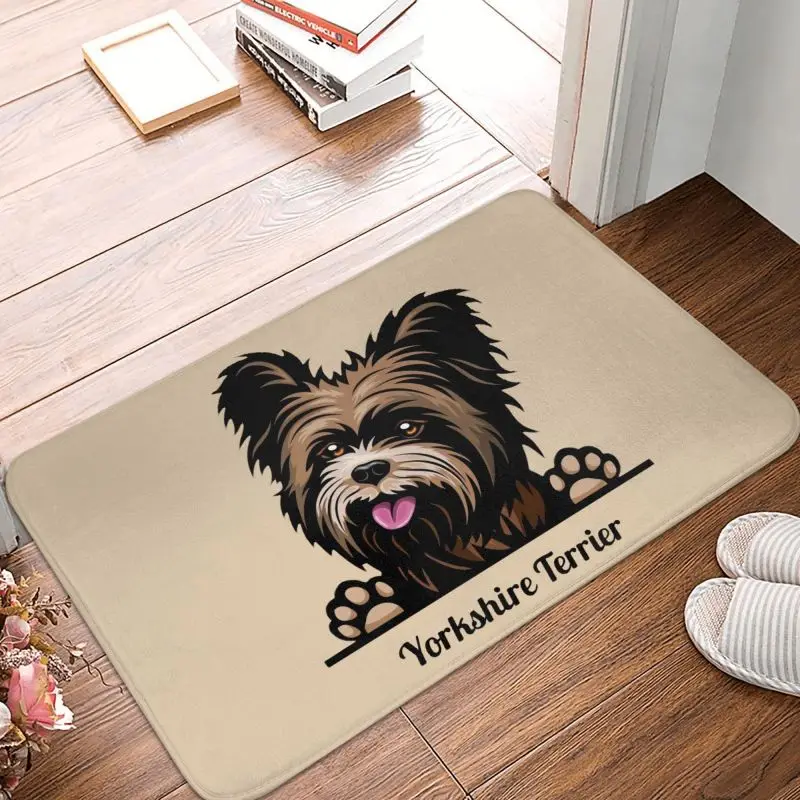 Peeking Dog Yorkshire Terrier Doormat Anti-Slip Kitchen Bathroom Mat Bedroom Balcony Floor Door Living Room Entrance Carpet Rug