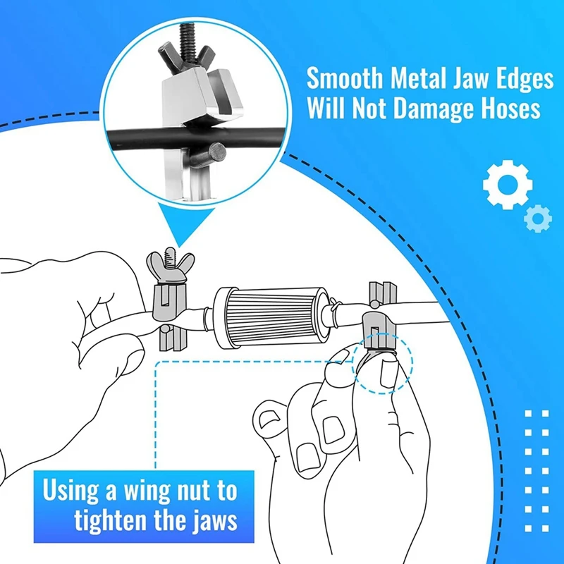 A20F-Klem Saluran Rem, 2 Buah Tang Klem Jepit Selang, Klem Saluran Rem Logam Cocok untuk Selang Fleksibel Selang Bahan Bakar