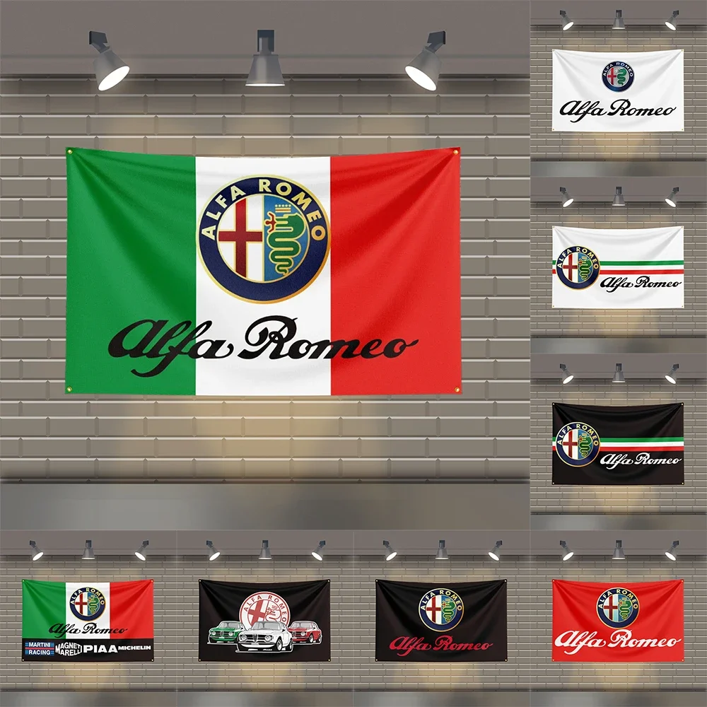 3x5 Ft Alfa romeos Flag Polyester Printed Car Banner Flags for Room Garage Decor