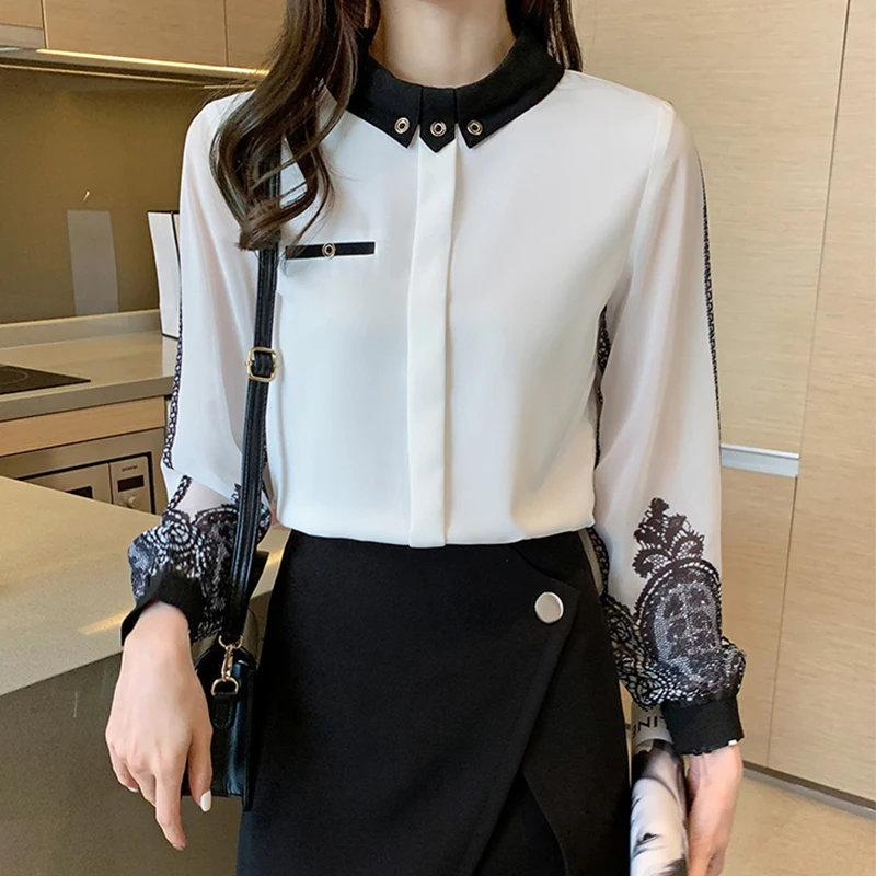 

Elegant Women's Embroidered Blouses White Shirts New 2023 Spring Fashion Ladies Premium Quality Shirt Other Material 100%