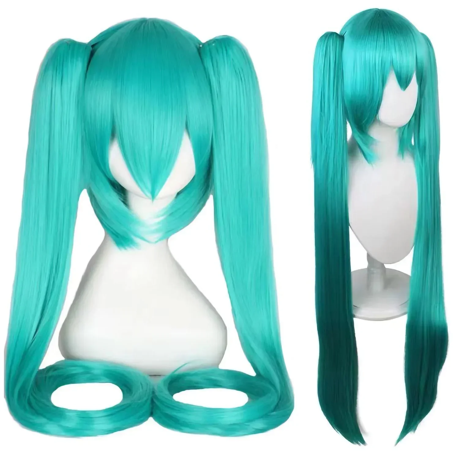 Hatsune Miku Anime Cosplay Perücke, 110 cm Doppel-Pferdeschwanz-Kunstfaser-Perücke, Halloween, Weihnachten