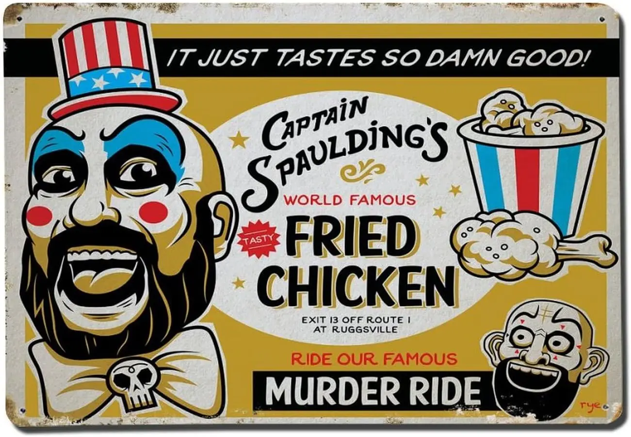 Captain Spaulding;s Fried Chicken Horror Movie Poster Vintage Metal Tin Sign  Man Cave Home Art Wall Decorations-aluminum