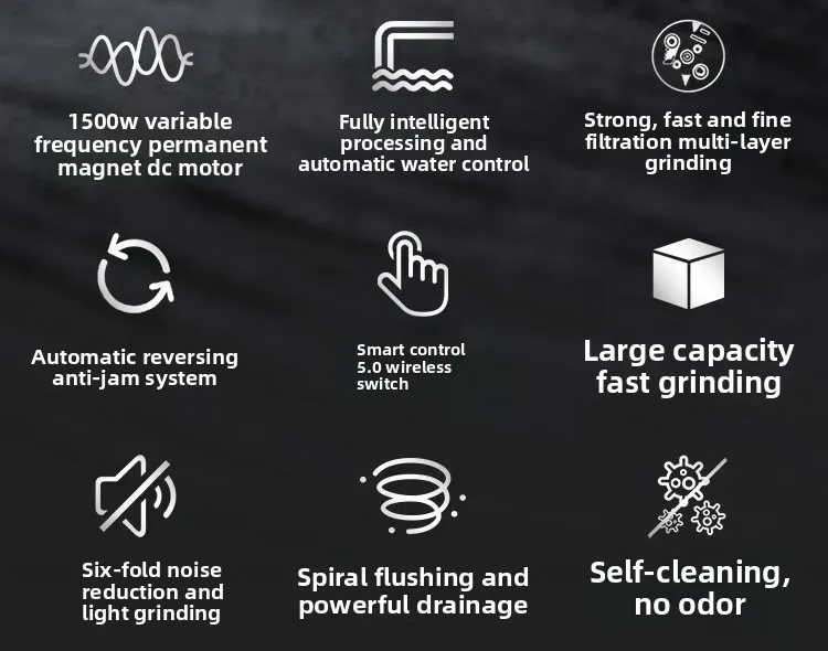 معالج قمامة 110 فولت، مطحنة منزلية للمطبخ، مدخل مياه أوتوماتيكي، كسارة عظام منزلية عالية الطاقة، أجهزة التخلص من نفايات الطعام #3