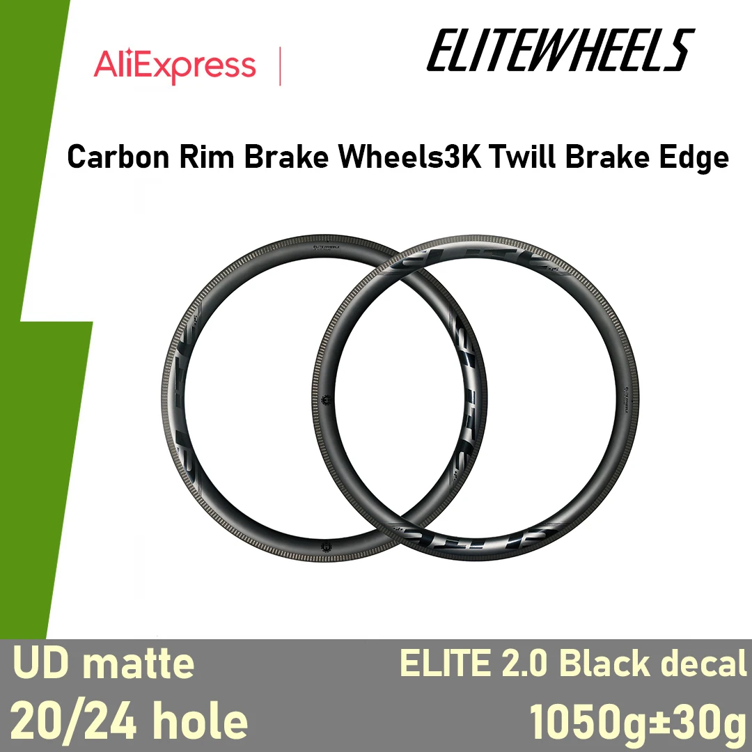 ELITEWHEELS 45X28mm Promotional Wheels UD matte Carbon Fiber rim Brake Wheelset 3K Twill Brake Edge