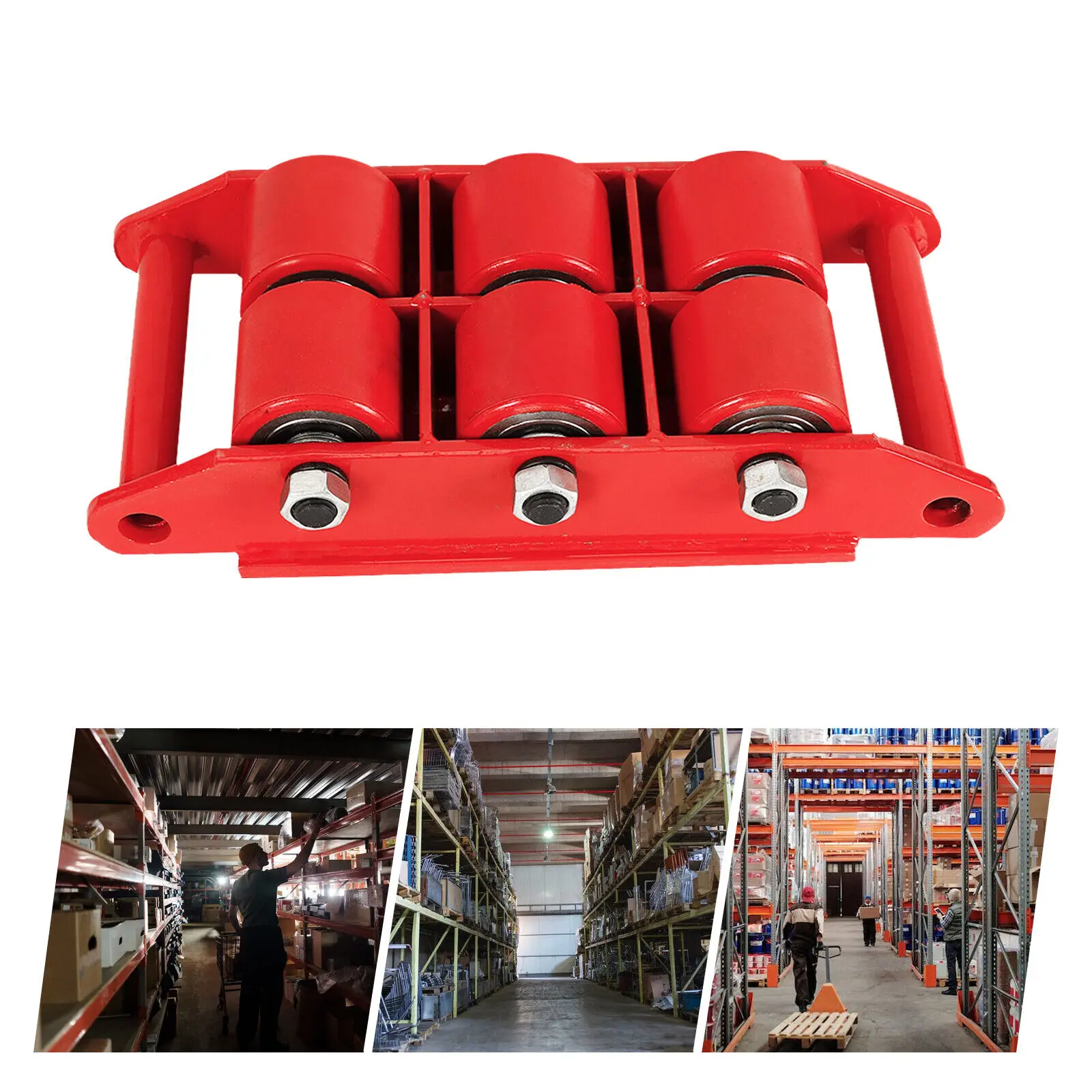 8T Industrial Machinery Mover, 360° Rotation Heavy Duty Machine Dolly Skate Machinery Roller Dolly with 6 Steel Rollers