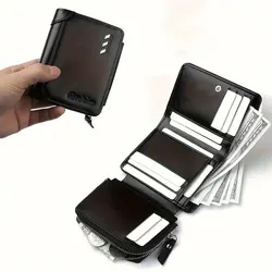 Men's Wallet Fashion Pu Soft Leather Wallet Card Holder Zipper Coin Pocket Coin Wallet Multi Card Wallet Gift Men's Wallet