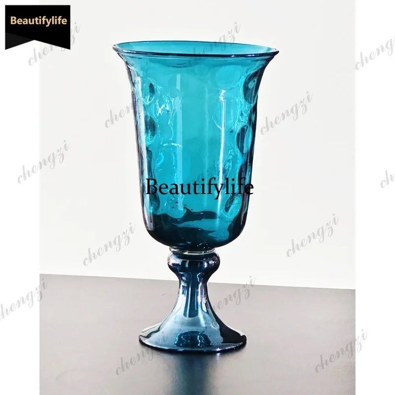 D80 Modern Light Luxury High Sense Living Room Entrance Wide Mouth Large Vase Flower Art Decorative Ornament