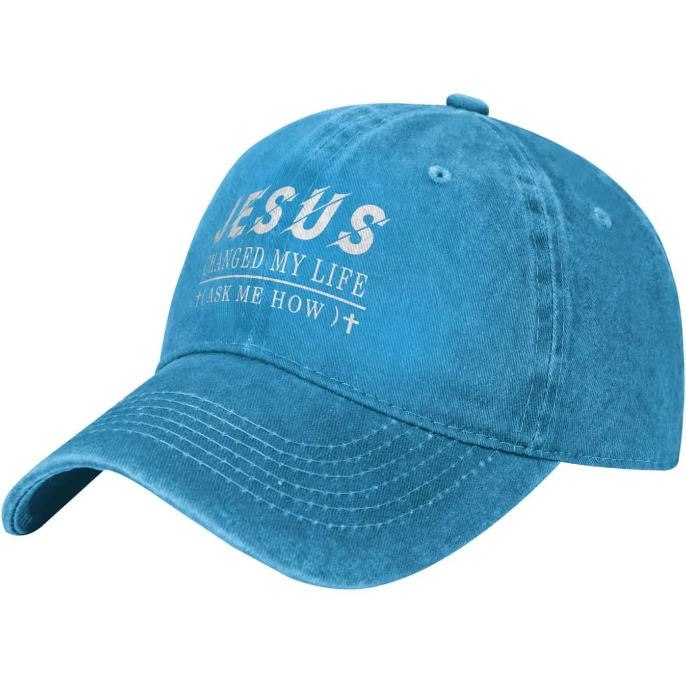 Jesus Changed My Life Christian Washed Baseball Cap Adjustable Outdoor Golf Dad Hat