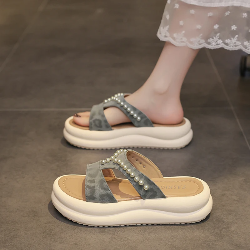 

Summer New Fairy Style Women One Strap Slides Minimalist Versatile Soft Sole Non Slip Outdoor Beach Casual Slippers