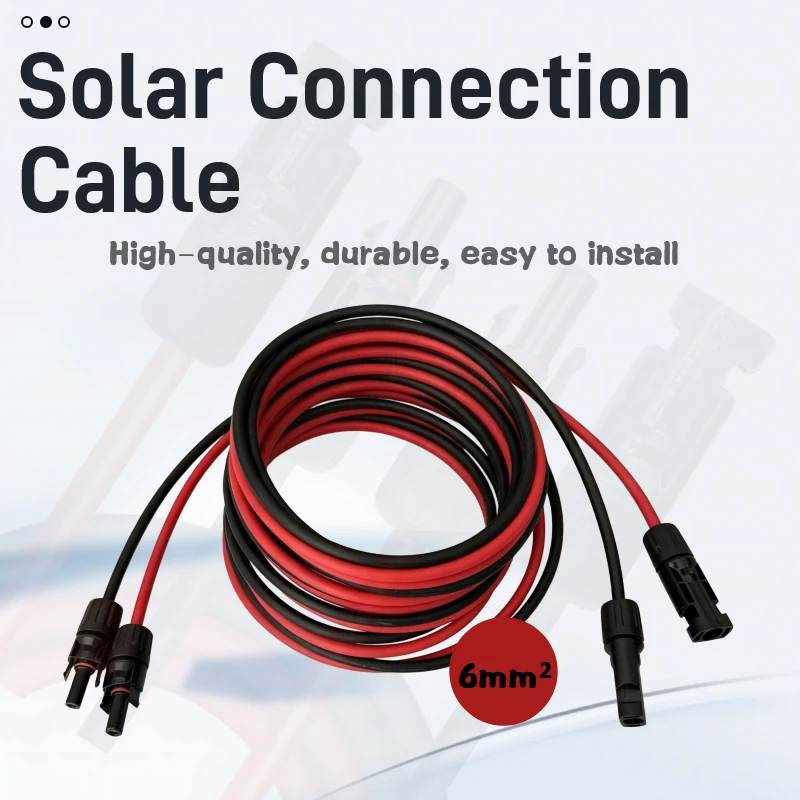5m/10m* 6mm² Solar-Verlängerungskabel Rot/Schwarz mit Anschlüssen an beiden Enden für PV-Solarsysteme