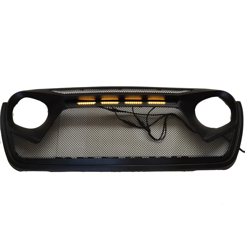 For Jeep Wrangler JL Car Front Bumper Racing Grill Grid Matt Black Exterior Parts 2018 2019 2020 2021