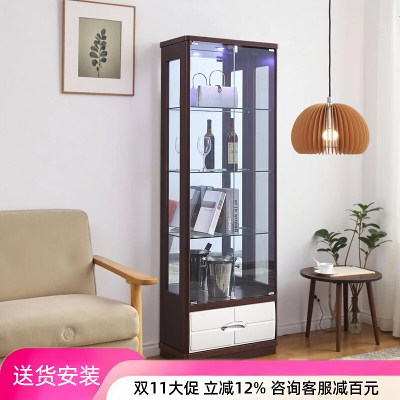 XL Wine Cabinet Modern Simple Double Door Glass Door Display Cabinet With Integrated Lighting For Home Use