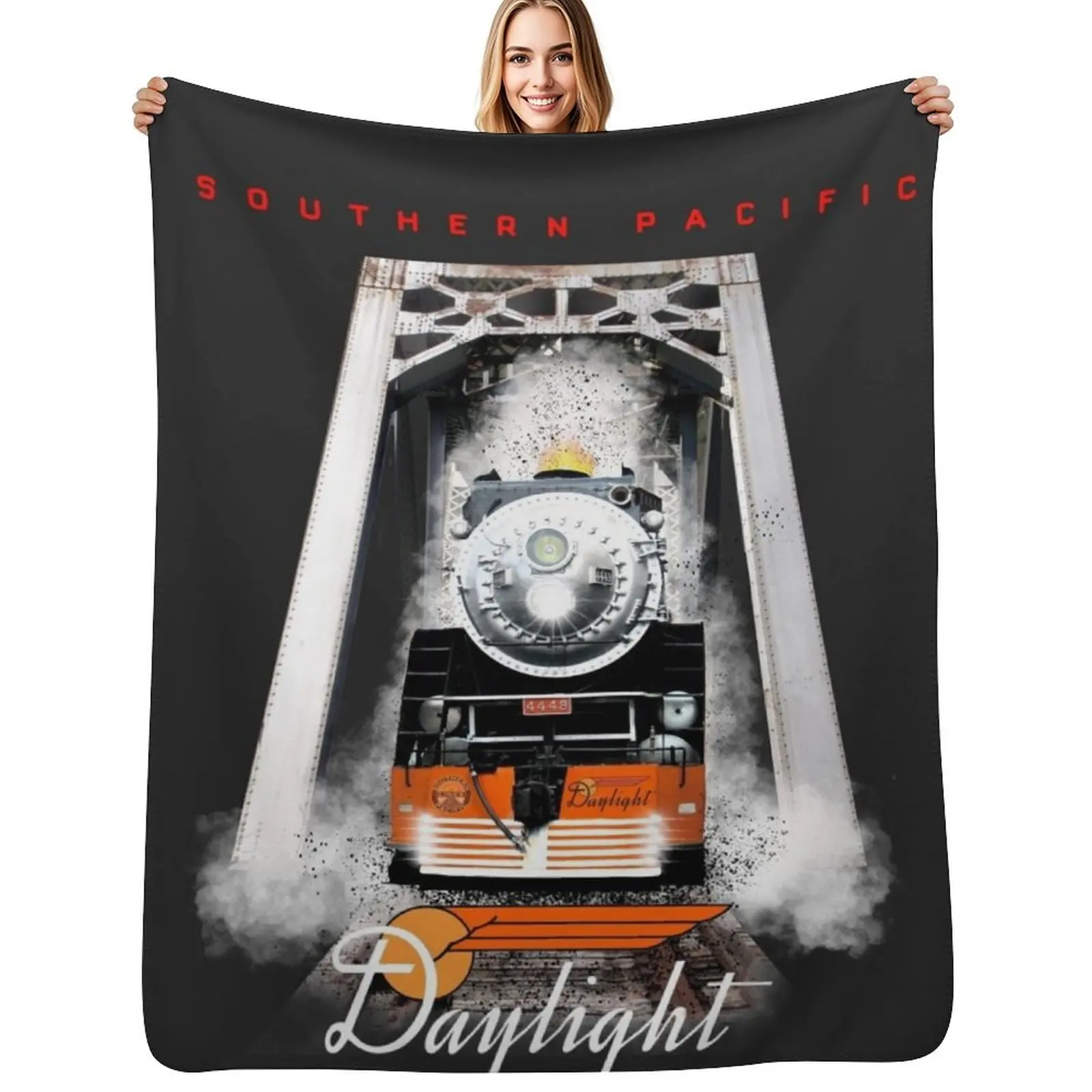 

The Legendary Southern Pacific 4449 Daylight Steam Locomotive by Motormaniac Throw Blanket Giant Sofa Blankets